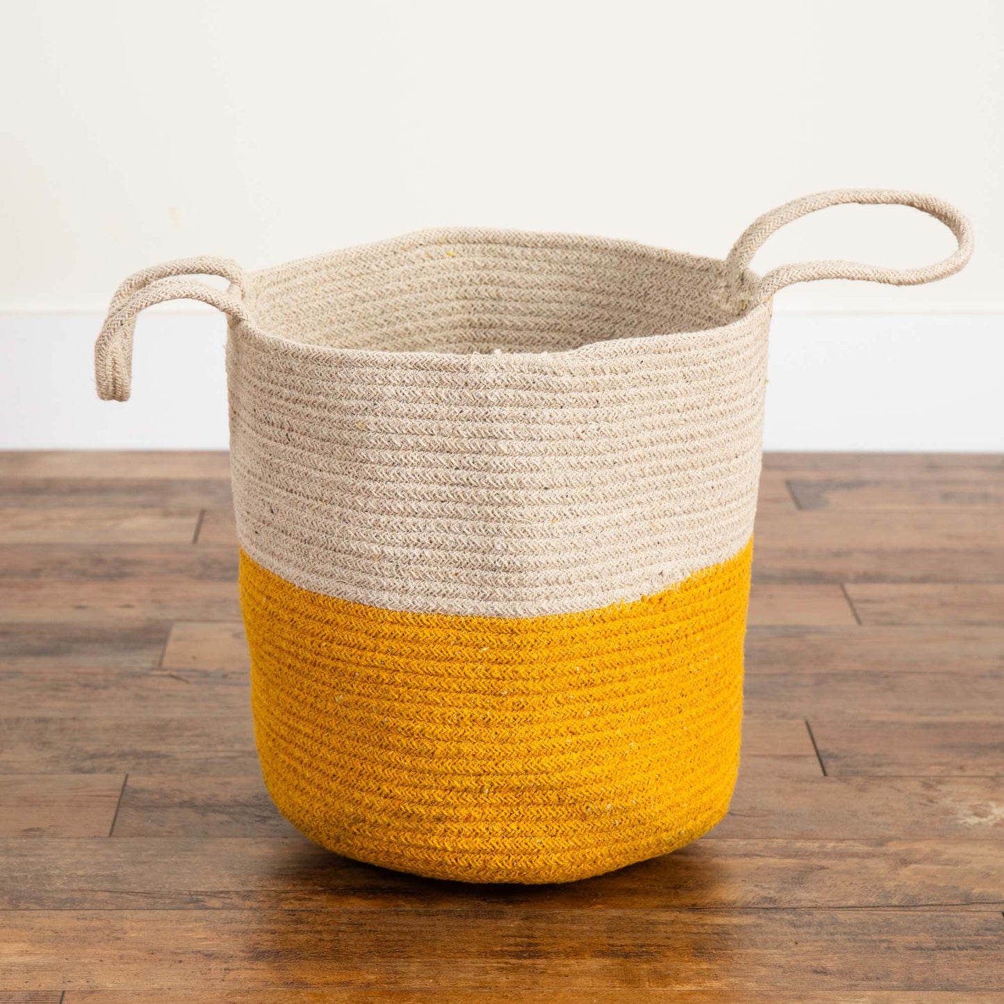 12" Handmade Natural Cotton Woven Basket