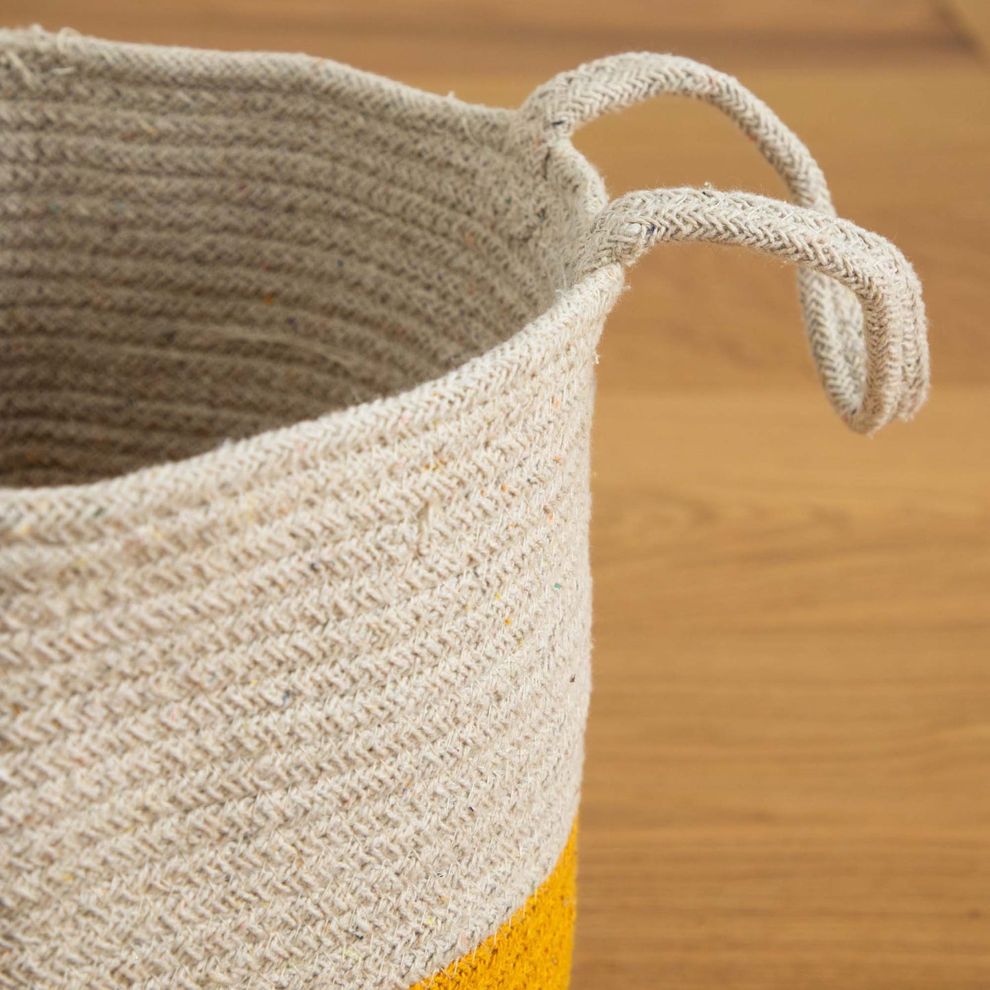 12" Handmade Natural Cotton Woven Basket