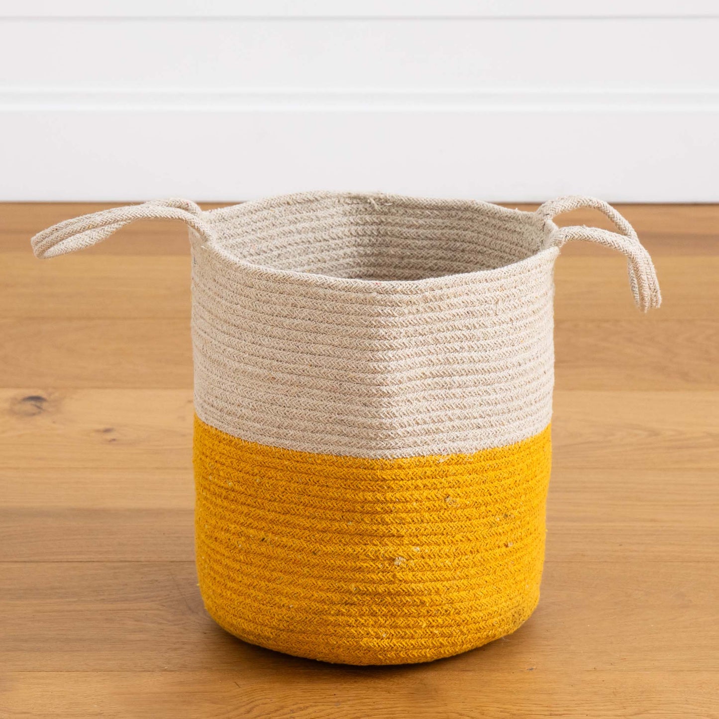 12" Handmade Natural Cotton Woven Basket