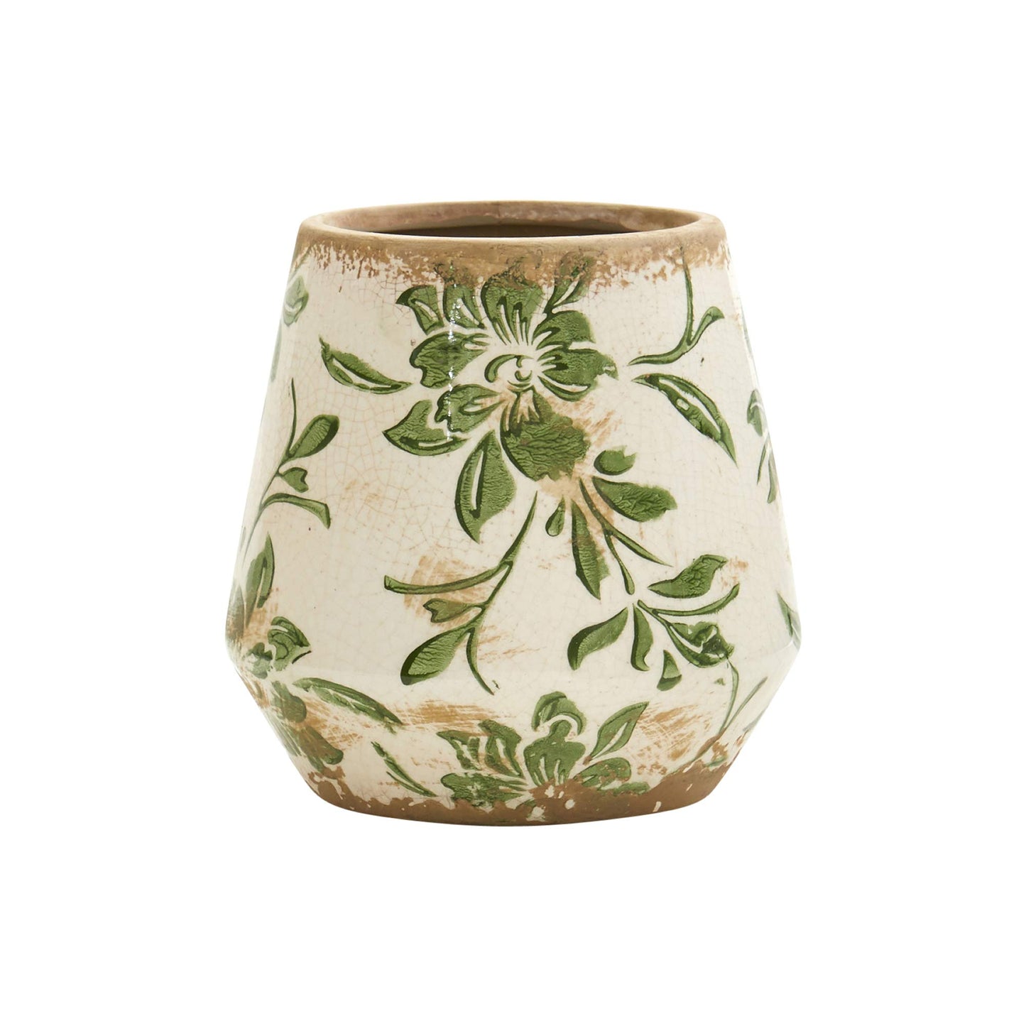 Tuscan Ceramic floral print Scroll Planter