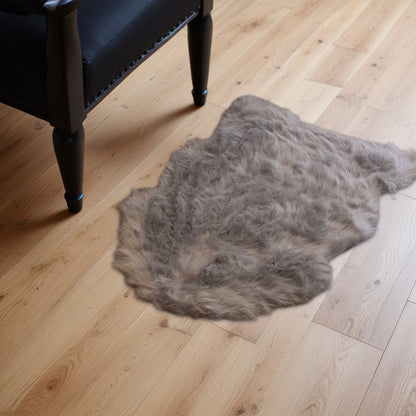 2' X 3' Gray Faux Sheepskin Animal Print Shag Sheepskin Area Rug