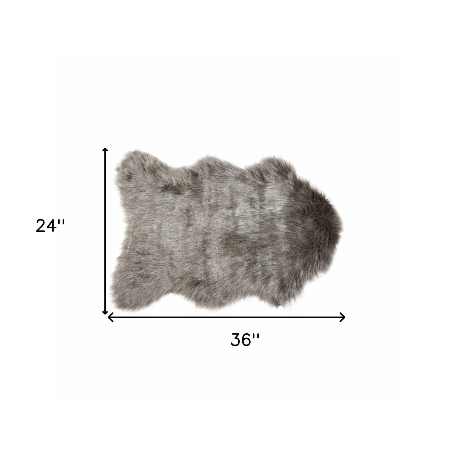 2' X 3' Gray Faux Sheepskin Animal Print Shag Sheepskin Area Rug