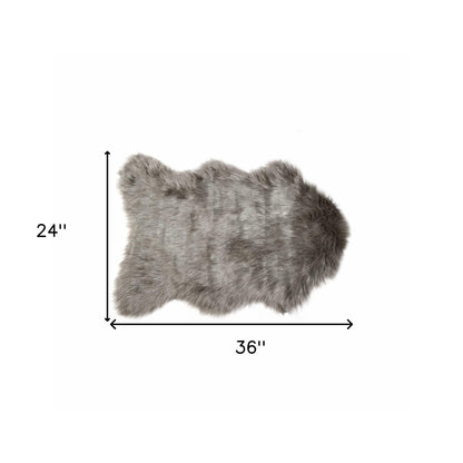 2' X 3' Gray Faux Sheepskin Animal Print Shag Sheepskin Area Rug