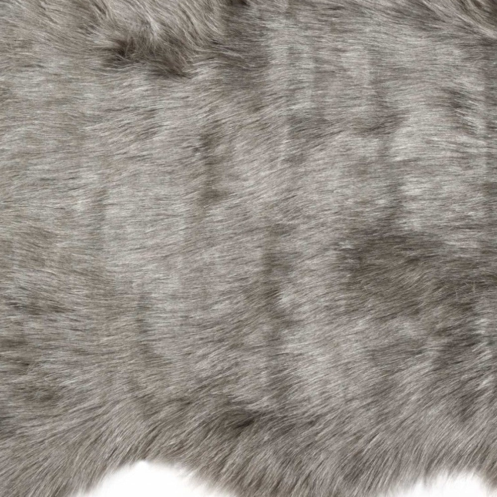 2' X 3' Gray Faux Sheepskin Animal Print Shag Sheepskin Area Rug