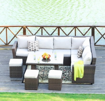 Brown 8 Piece Outdoor Sectional Set With Cushions