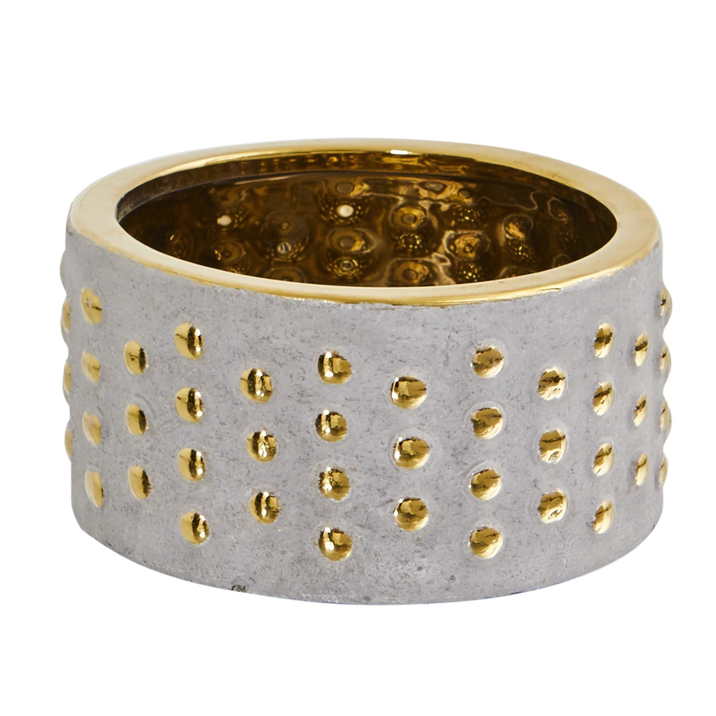 6.75" Regal Stone Hobnail Planter with Gold Accents