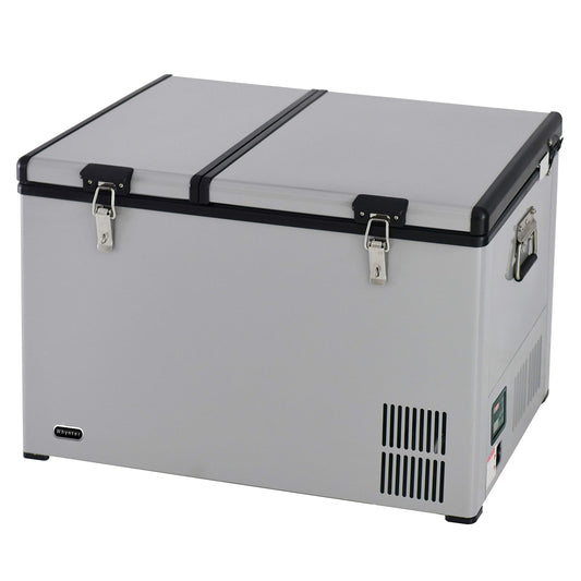 Whynter FM-901DZ 90 Quart Dual Zone Portable Fridge/ Freezer with 12v Option and Wheels