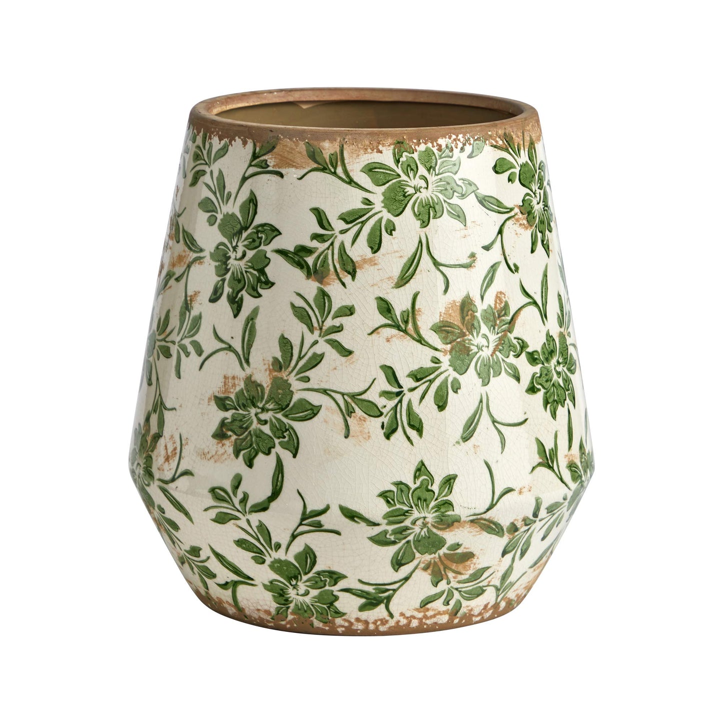 5.5" Tuscan Ceramic Green Scroll Planter