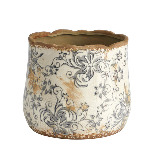 4.5" Tuscan Ceramic Gray Scroll Planter