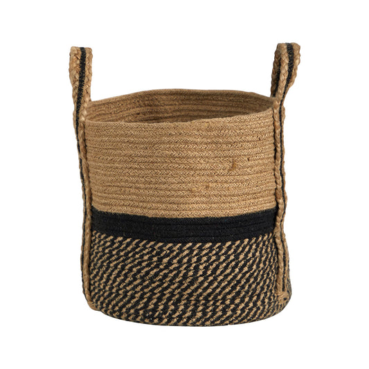 13" Handmade Natural Jute Basket with Handles