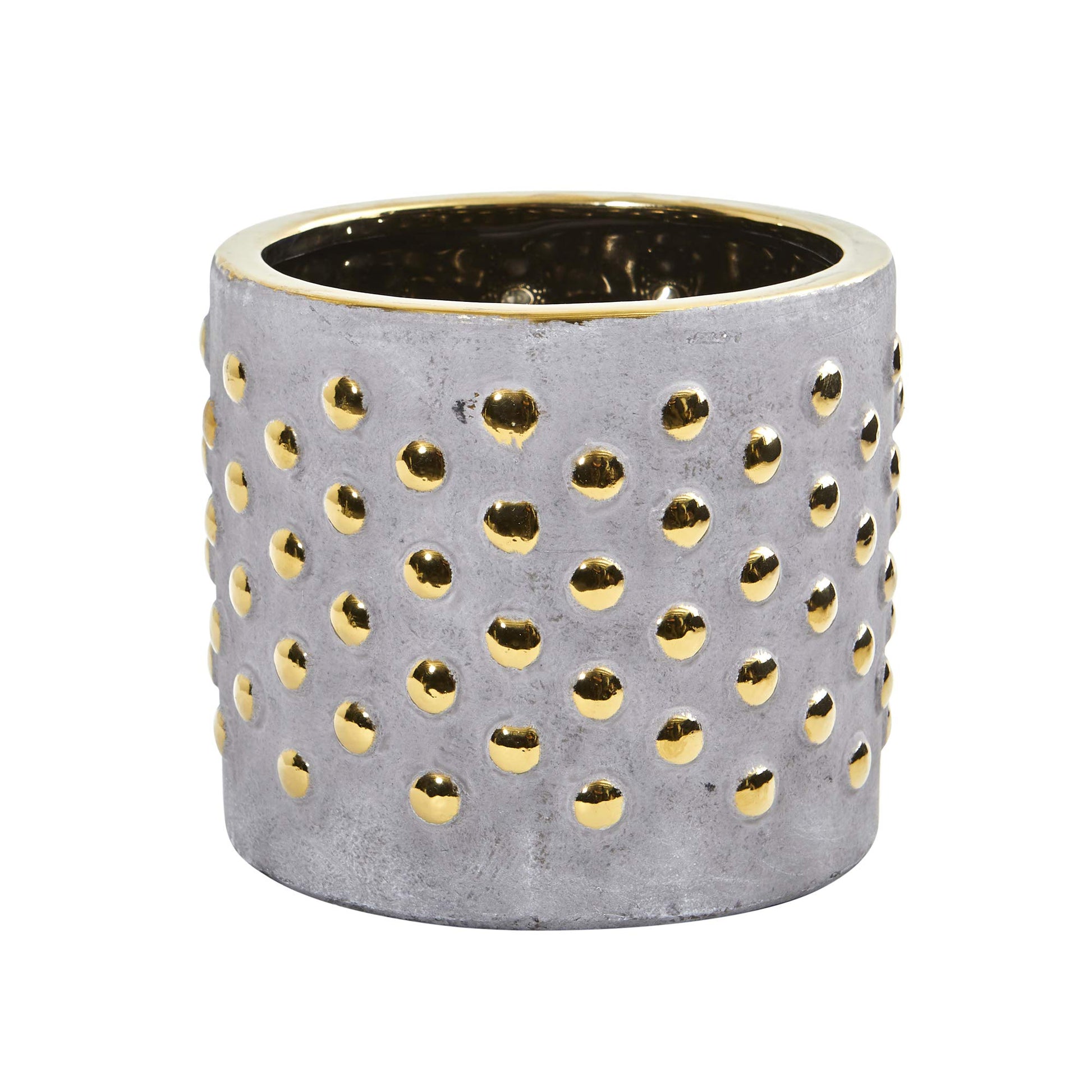 7" Regal Stone Hobnail Planter with Gold Accents