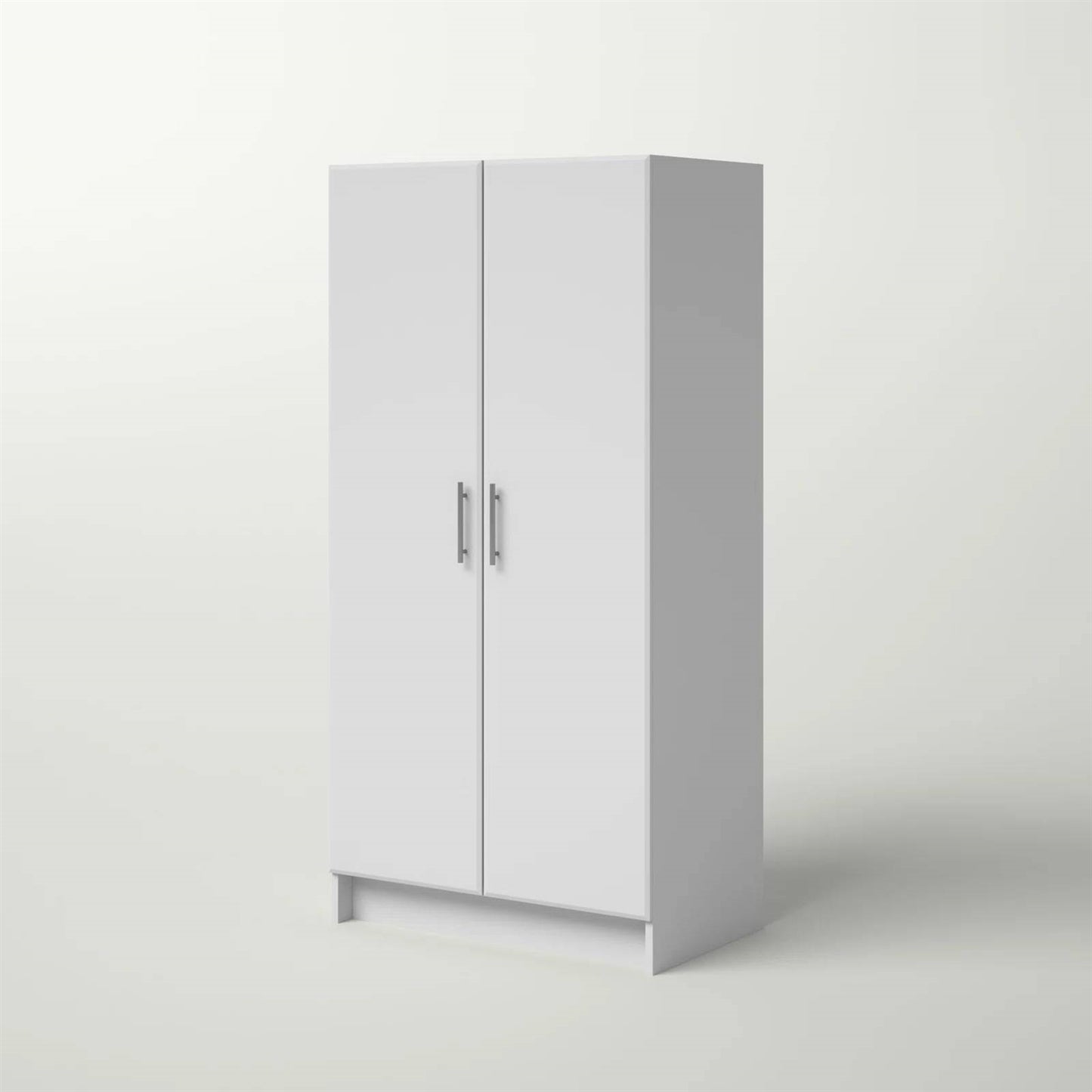 Bedroom Armoire Wardrobe Cabinet with Hanging Rail in White Wood Finish