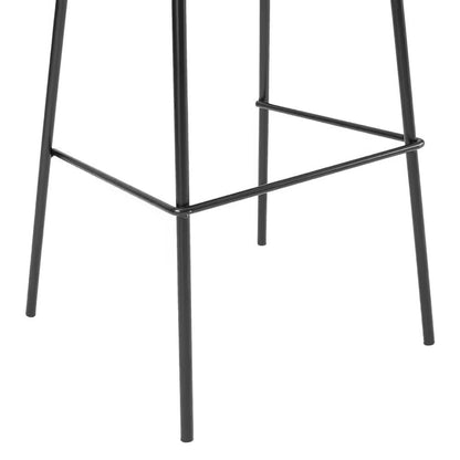 Set of 2 - Modern Low Back Barstool with Black Metal Frame and Beige Linen Seat